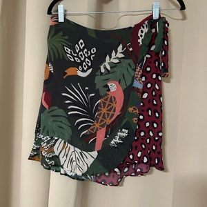 Farm Rio Anthropologie Wrap Mini Printed Skirt